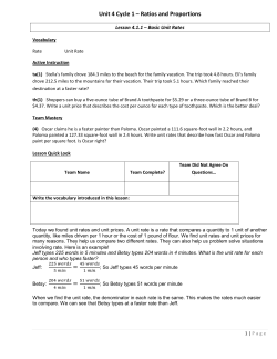 Unit 4 Cycle 1 &ndash; Ratios and Proportions