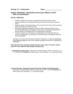 Geology 112 &ndash; Earthquakes Name Activity 1 Worksheet