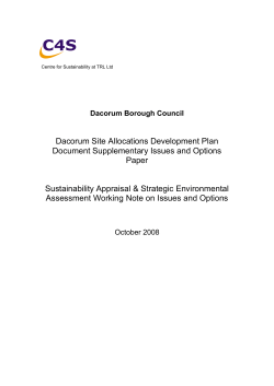 Site Allocations supplementary issues and options paper