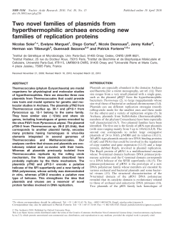 Two novel families of plasmids from