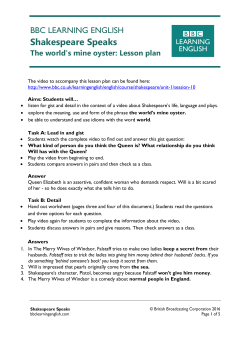 Shakespeare Speaks The world`s mine oyster: Lesson plan
