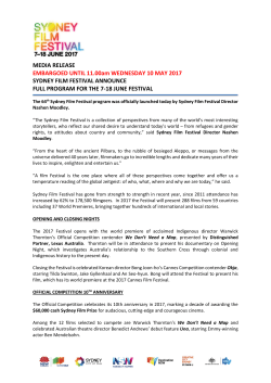 Sydney Film Festival announce full program for the 7