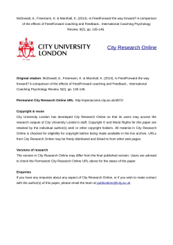 A comparison of the effects of FeedForward coaching and feedback.