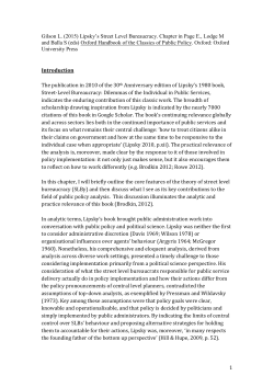 Lipsky`s Street Level Bureaucracy (7632)