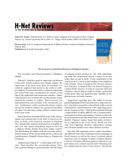 The Economic and Political Elements of Religious Identity - H-Net