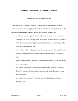 Ptolemy`s Treatment of the Outer Planets - People