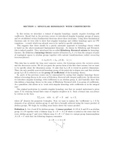 SECTION 1: SINGULAR HOMOLOGY WITH COEFFICIENTS In this