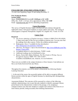 ENGLISH 205: ENGLISH LITERATURE I