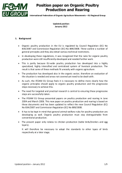 Position paper on organic poultry production and rearing
