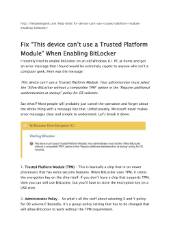 Fix &ldquo;This device can`t use a Trusted Platform Module&rdquo; When