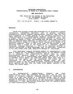 Knowledge Acquisition: Classification of Terms in a Thesaurus from