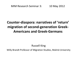 Counter-diaspora: narratives of `return` migration of second