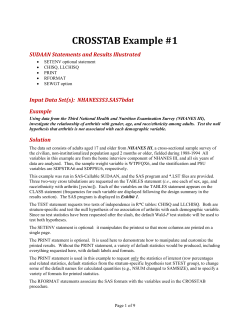 CROSSTAB Example #1 - SUDAAN Statistical Analysis Software