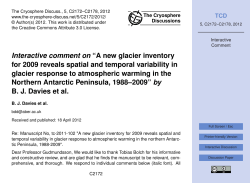 Interactive comment on &ldquo;A new glacier inventory for 2009