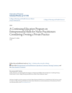 A Continuing Education Program on Entrepreneurial Skills for Nurse