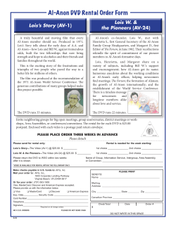 Al-Anon DVD Rental Order Form - Saskatchewan Al-Anon