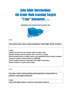4th Grade Math "I Can" statements