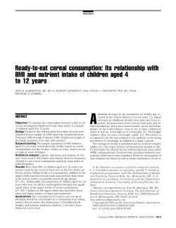 Ready-to-eat cereal consumption: Its relationship with BMI and