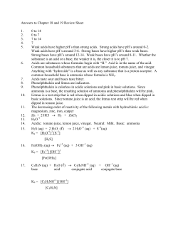 Answers to Chapter 18 and 19 Review Sheet