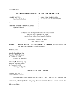 IN THE SUPREME COURT OF THE VIRGIN ISLANDS OPINION OF