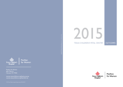 2015 Fetal Center Outcomes book - Pavilion for Women