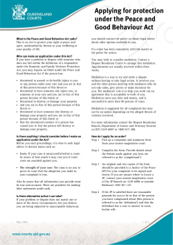 Applying for protection under the Peace and Good Behaviour Act