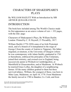 Characters of Shakespeare`s Plays