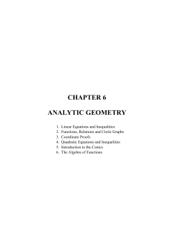 CHAPTER 6 ANALYTIC GEOMETRY