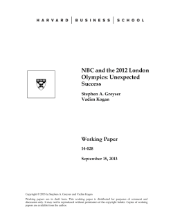 NBC and the 2012 London Olympics: Unexpected Success Working