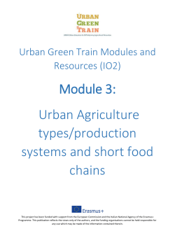 Urban Agriculture types/production systems and short food chains
