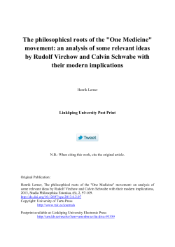 The philosophical roots of the "One Medicine"