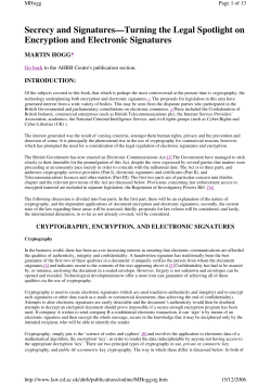 Secrecy and Signatures&mdash;Turning the Legal Spotlight on Encryption