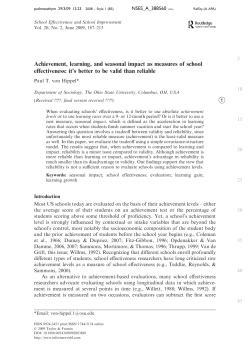 Achievement, learning, and seasonal impact as measures of school