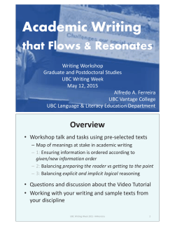 Academic Writing - Faculty of Graduate and Postdoctoral Studies
