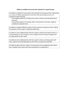 Ability to establish and convey the rationale for couple therapy