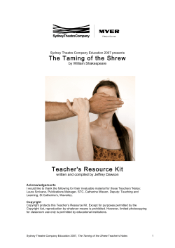 The Taming of the Shrew Teacher`s Resource Kit