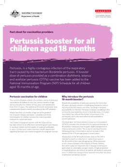 Pertussis booster for all children aged 18 months