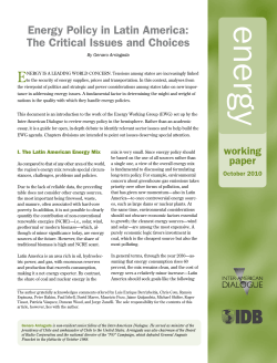 Energy Policy in Latin America: The Critical Issues and Choices