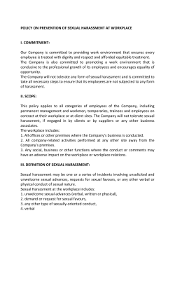 Prevention of sexual harassment at workplace