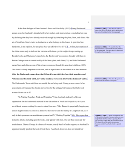 1 In the first dialogue of Jane Austen`s Sense and Sensibility (1811