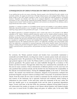 consequences of china`s policies on tibetan pastoral nomads
