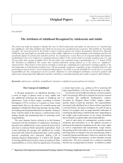 The Attributes of Adulthood Recognised by Adolescents and Adults