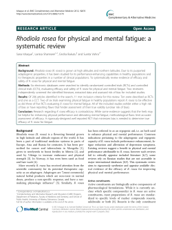 Rhodiola rosea for physical and mental fatigue: a systematic review