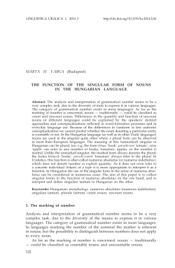 THE FUNCTION OF THE SINGULAR FORM OF NOUNS IN THE