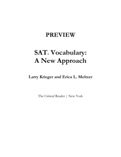 SAT&reg; Vocabulary: A New Approach