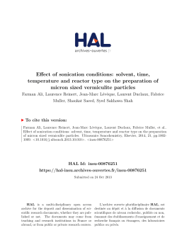 Effect of sonication conditions: solvent, time, temperature - HAL-Insu