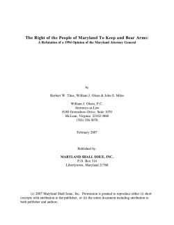 The Right of the People of Maryland To Keep and Bear Arms: