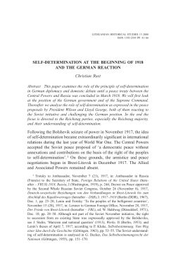 sElF-DEtERminAtion At thE bEGinninG oF 1918 AnD thE