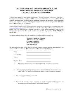Cuyahoga County Court of Common Pleas Foreclosure Mediation