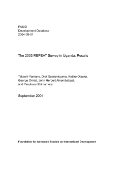 The 2003 REPEAT Survey in Uganda: Results